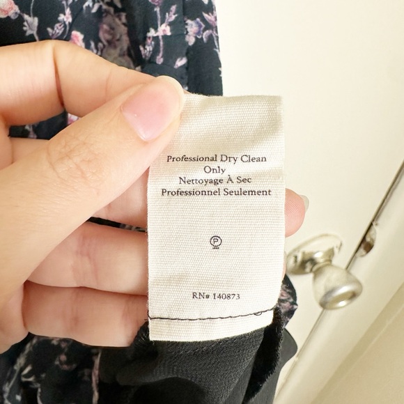 LoveShackFancy Peyton Mini Dress Navy Blue Floral Bow Silk One Shoulder Medium - Picture 8 of 9